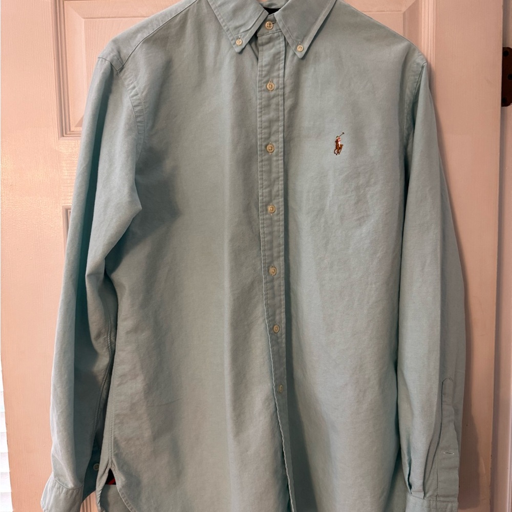 Ralph Lauren Classic Fit Large Blue Button Down Shirt Pony Logo 26x29.5